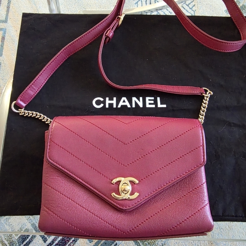Chanel Burgundy Leather Crossbody Bag